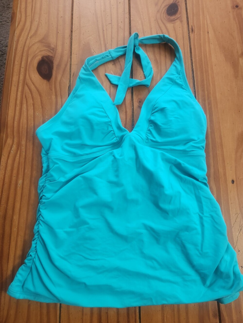 Athleta Shirrendipity Halter Tankini Top Teal Size Large